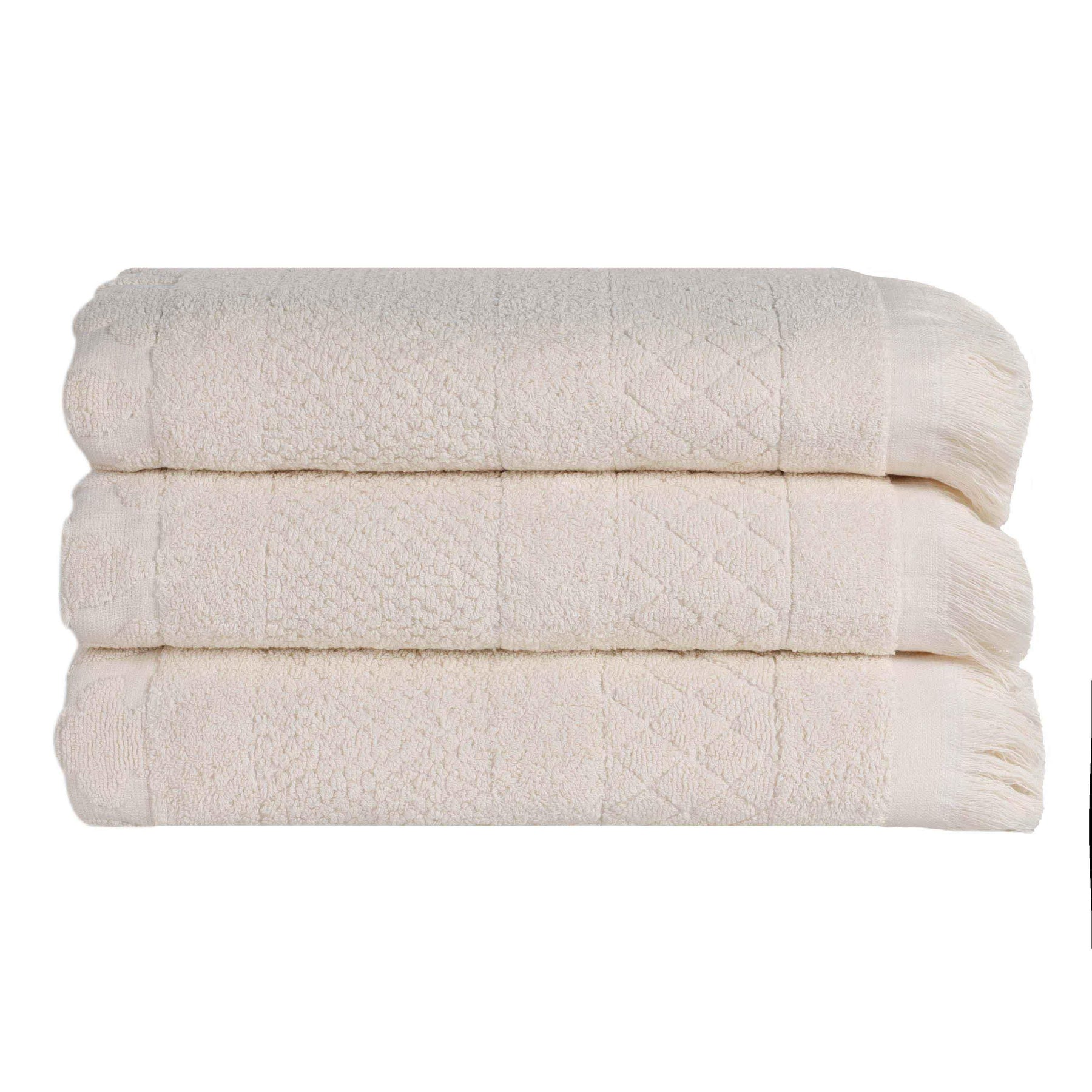 Rolla Cotton Geometric Jacquard Plush Absorbent Bath Towel Set of 3