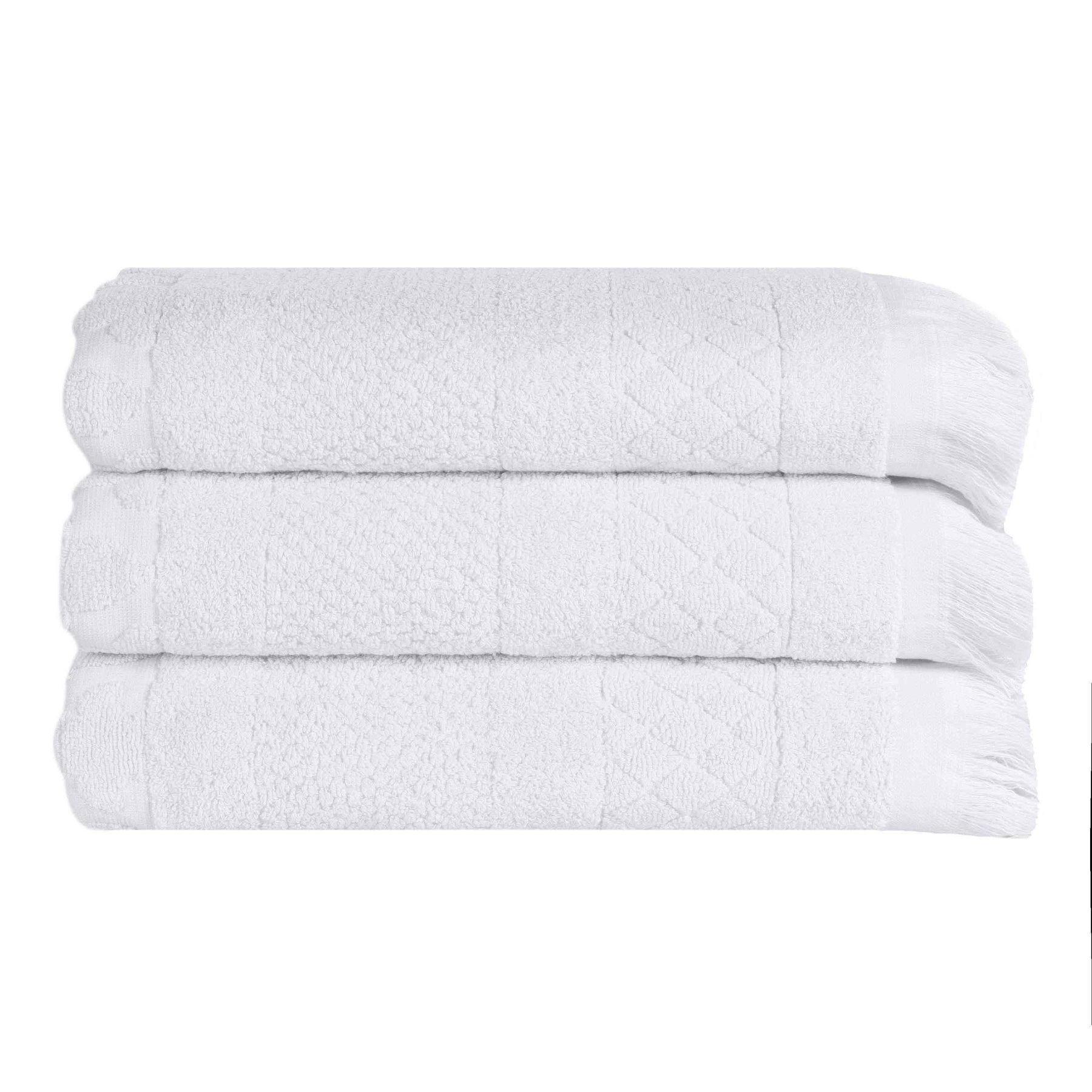 Rolla Cotton Geometric Jacquard Plush Absorbent Bath Towel Set of 3
