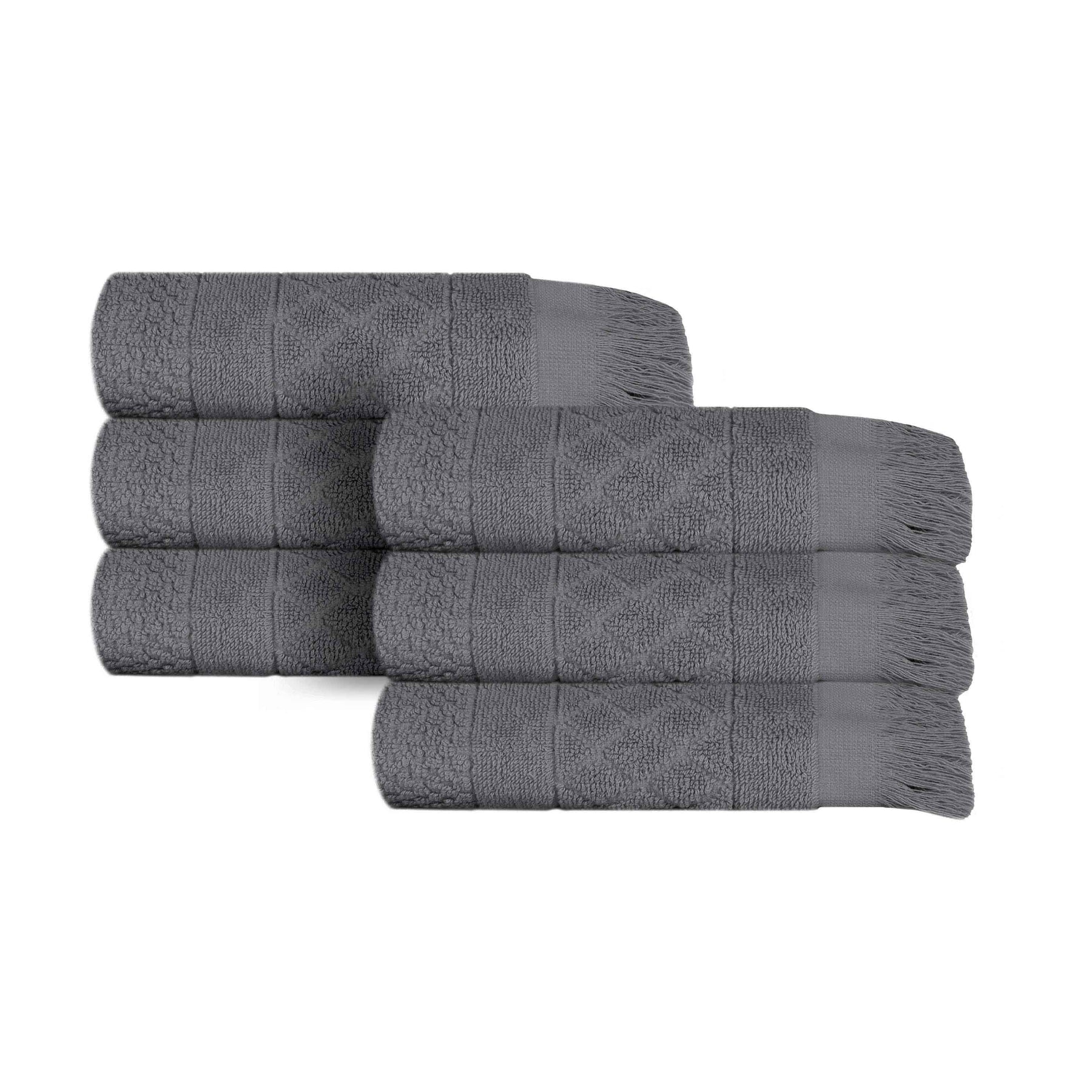 Rolla Cotton Geometric Jacquard Plush Absorbent Hand Towel Set of 6