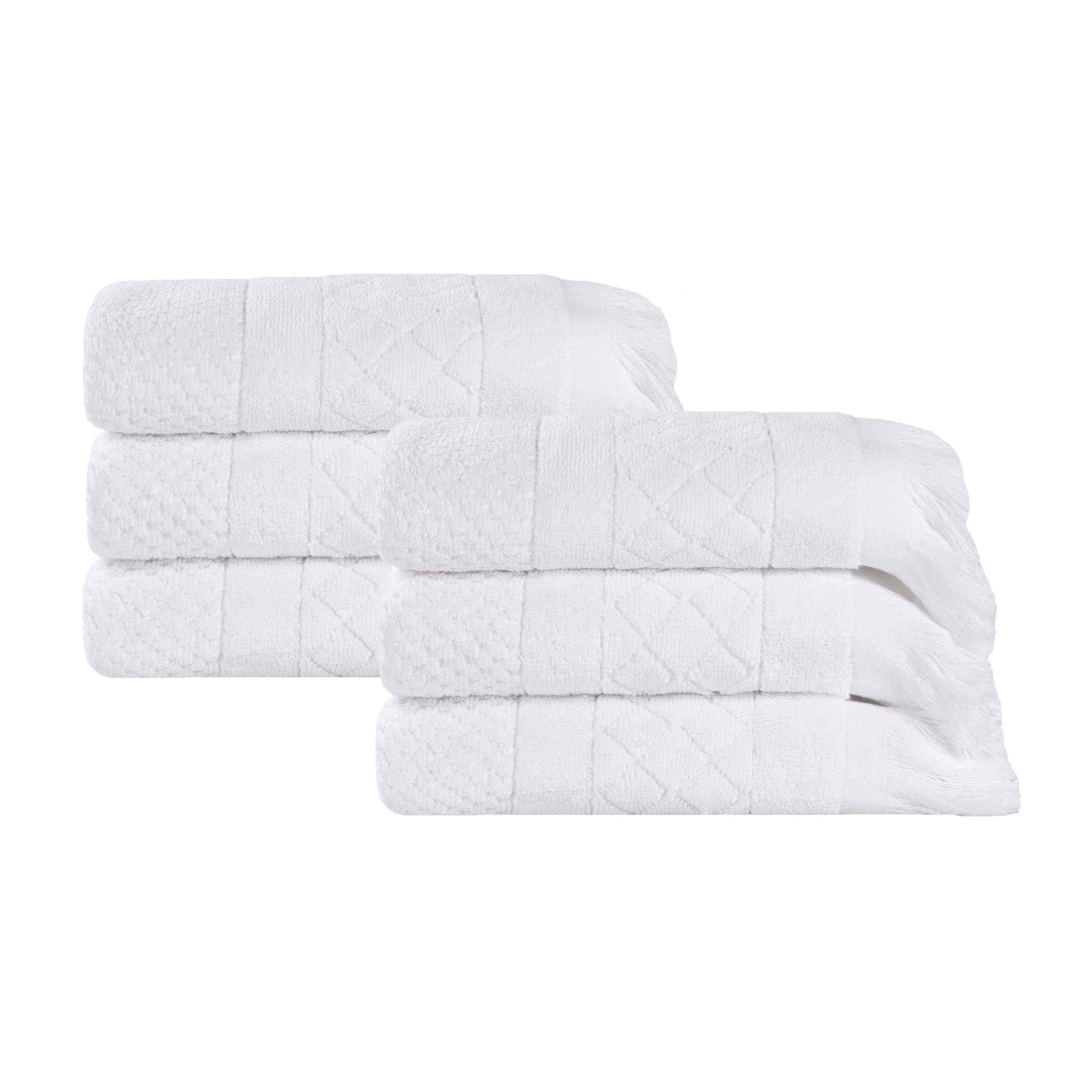 Rolla Cotton Geometric Jacquard Plush Absorbent Hand Towel Set of 6