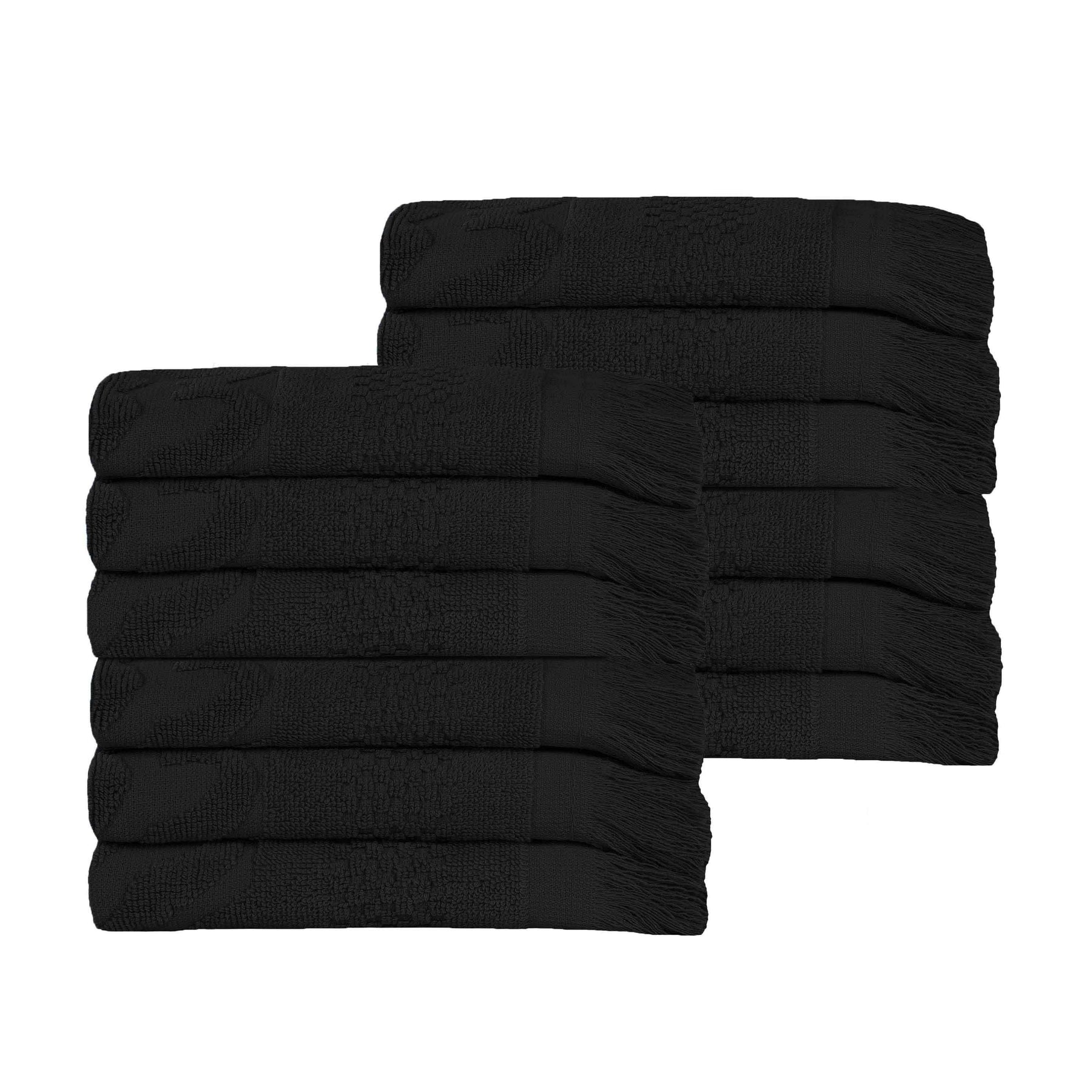 Rolla Cotton Geometric Jacquard Plush Face Towel Washcloth Set of 12