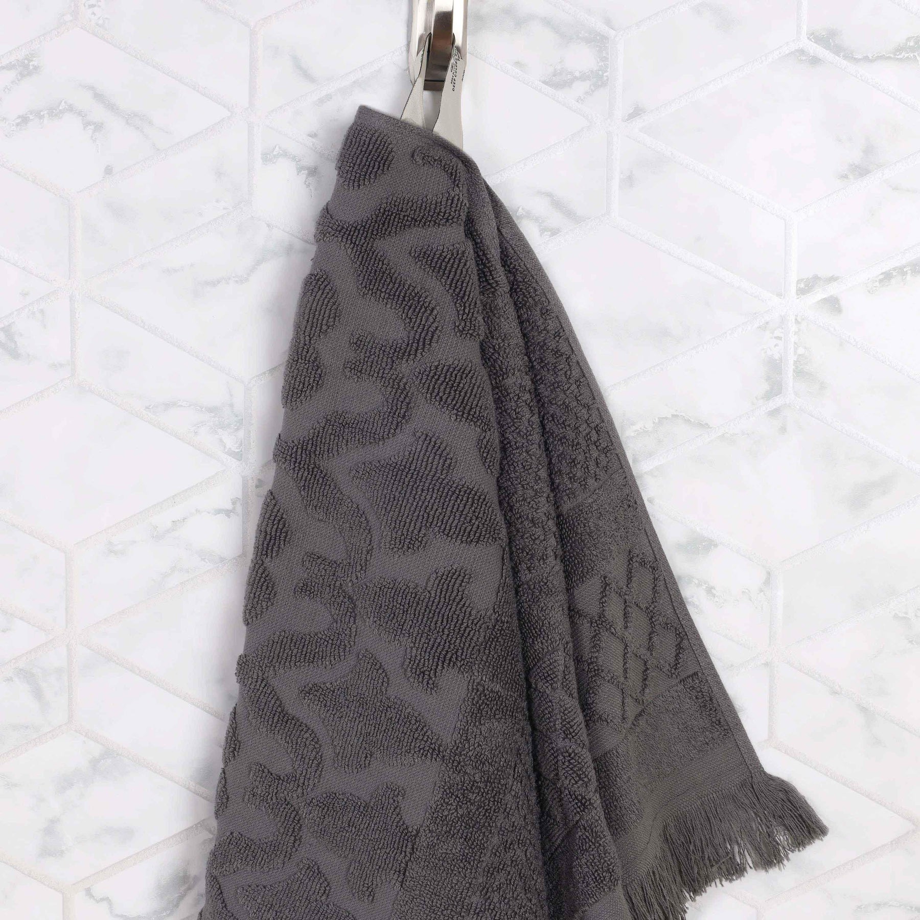 Rolla Cotton Geometric Jacquard Plush Face Towel Washcloth Set of 12