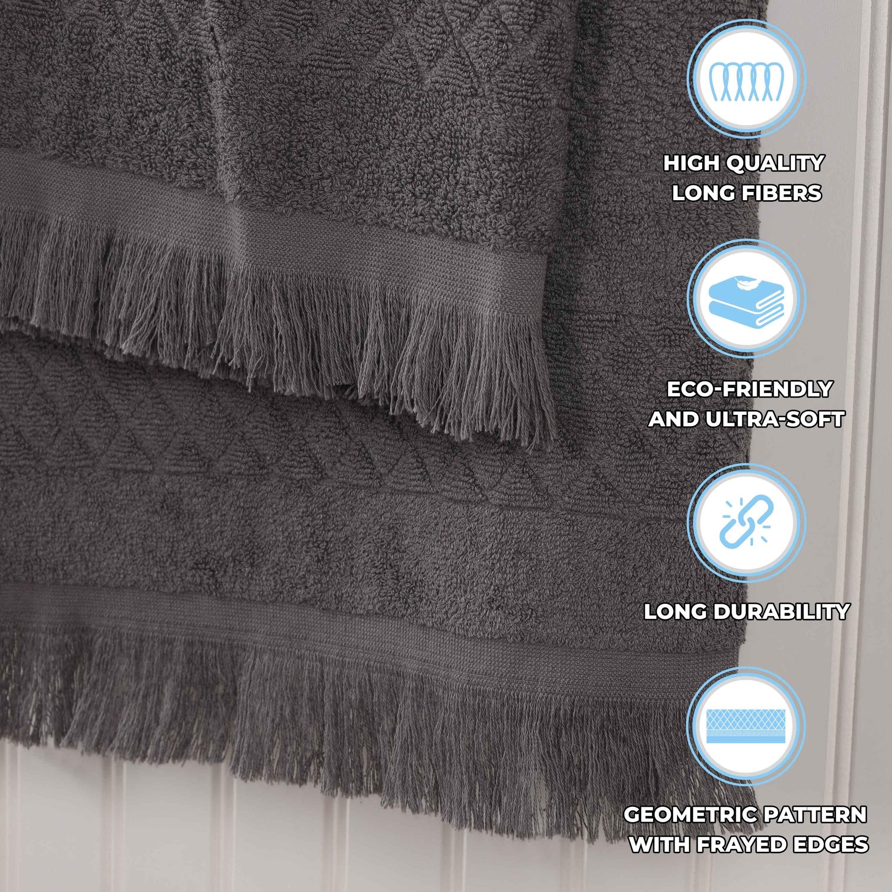 Rolla Cotton Geometric Jacquard Plush Soft Absorbent 12 Piece Towel Set