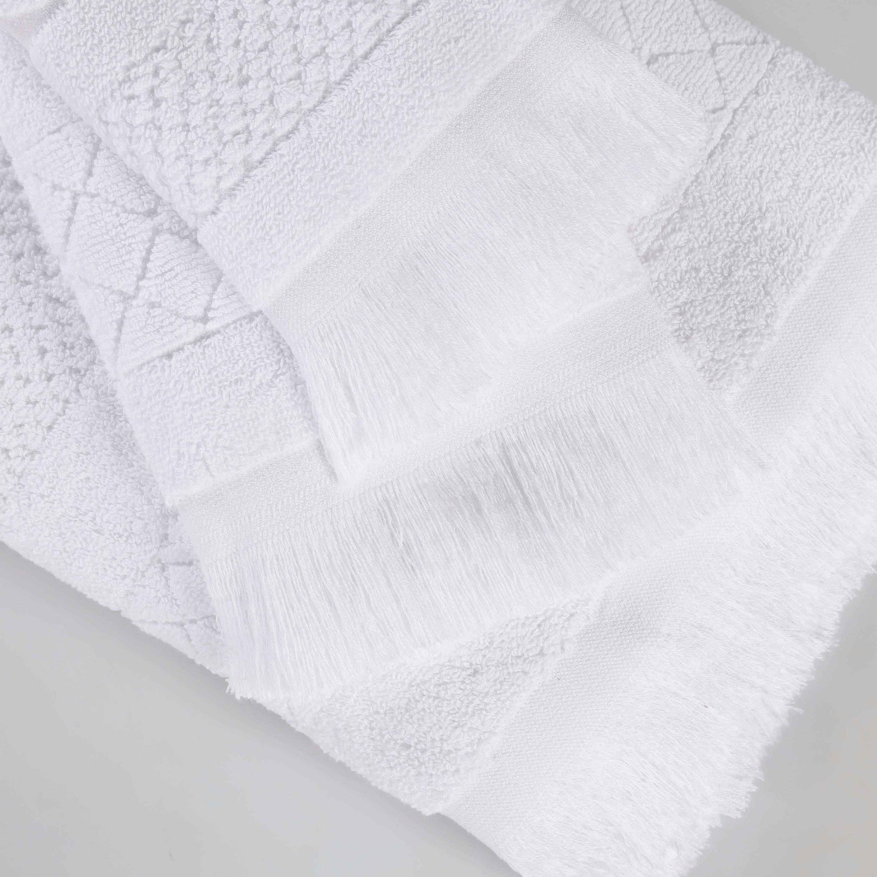 Rolla Cotton Geometric Jacquard Plush Soft Absorbent 3 Piece Towel Set