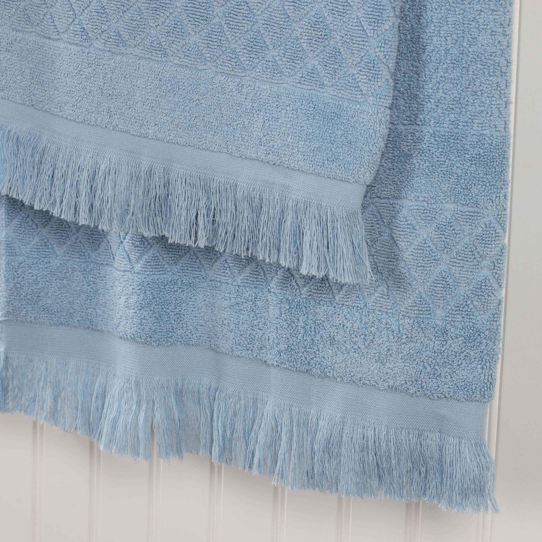Rolla Cotton Geometric Jacquard Plush Soft Absorbent 3 Piece Towel Set