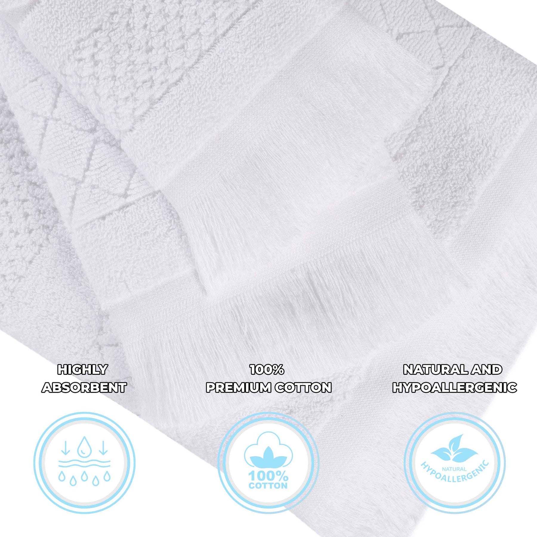 Rolla Cotton Geometric Jacquard Plush Soft Absorbent 6 Piece Towel Set