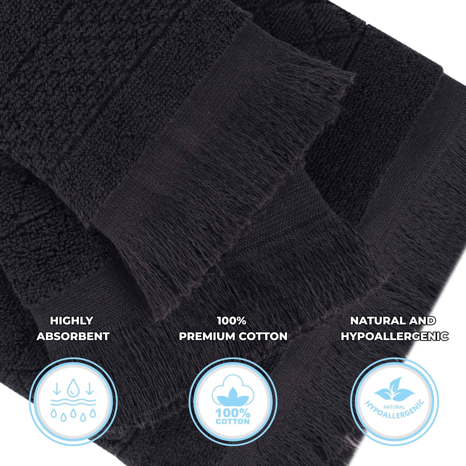 Rolla Cotton Geometric Jacquard Plush Soft Absorbent 8 Piece Towel Set