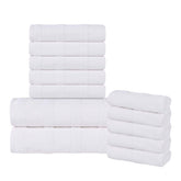 Roma Cotton Ribbed Textured Soft Absorbent 12 Piece Assorted Towel Set