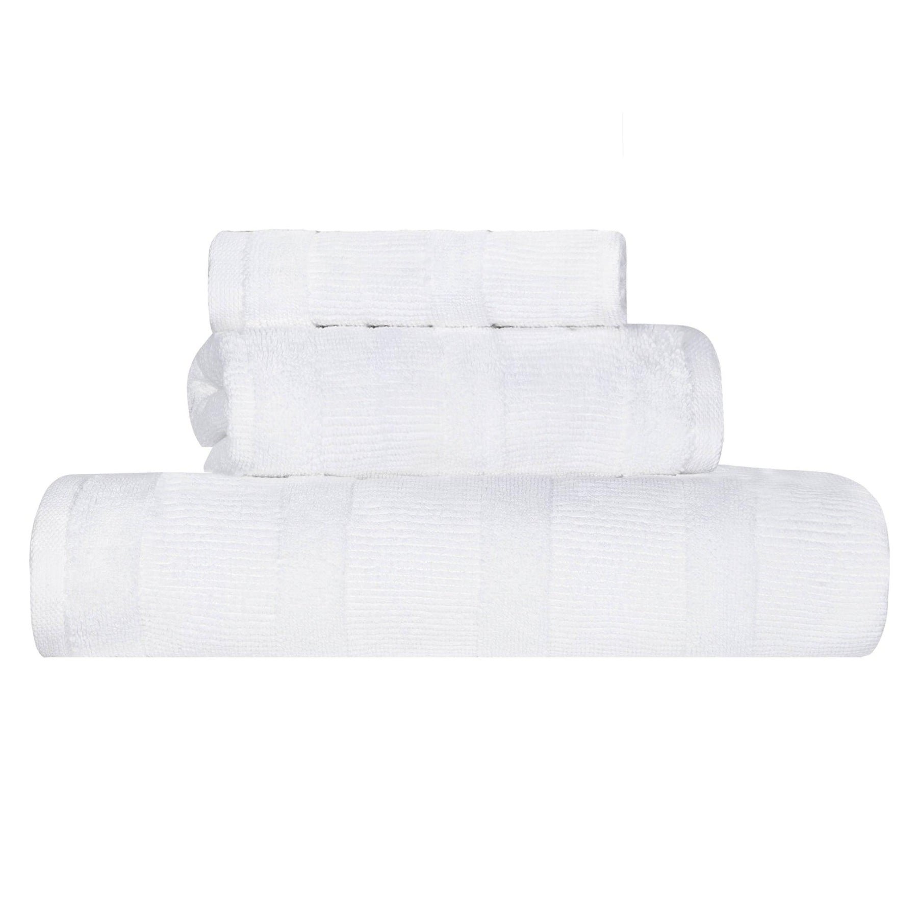Roma Cotton Ribbed Textured Soft Absorbent 3 Piece Assorted Towel Set