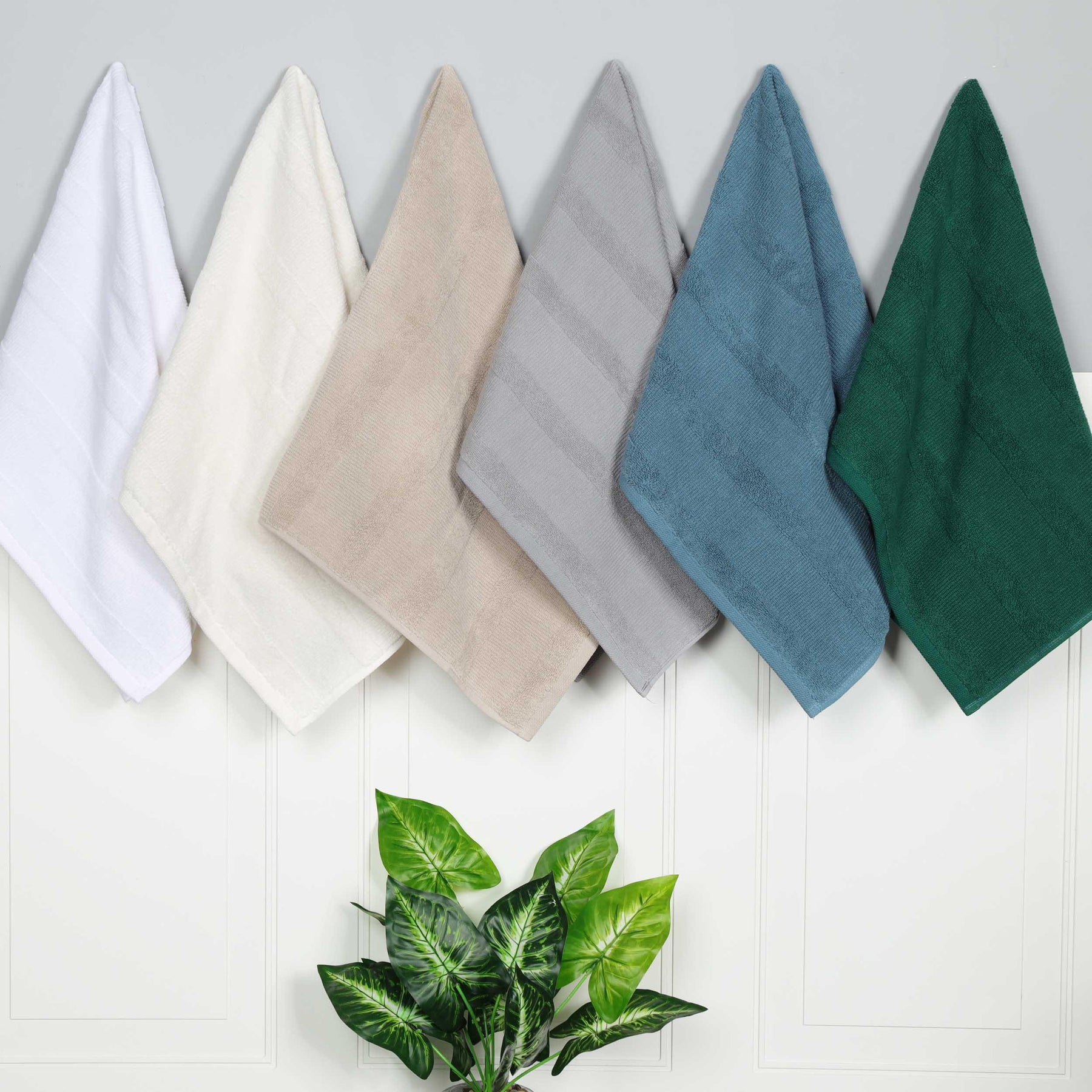 Roma Cotton Ribbed Textured Soft Absorbent 3 Piece Assorted Towel Set