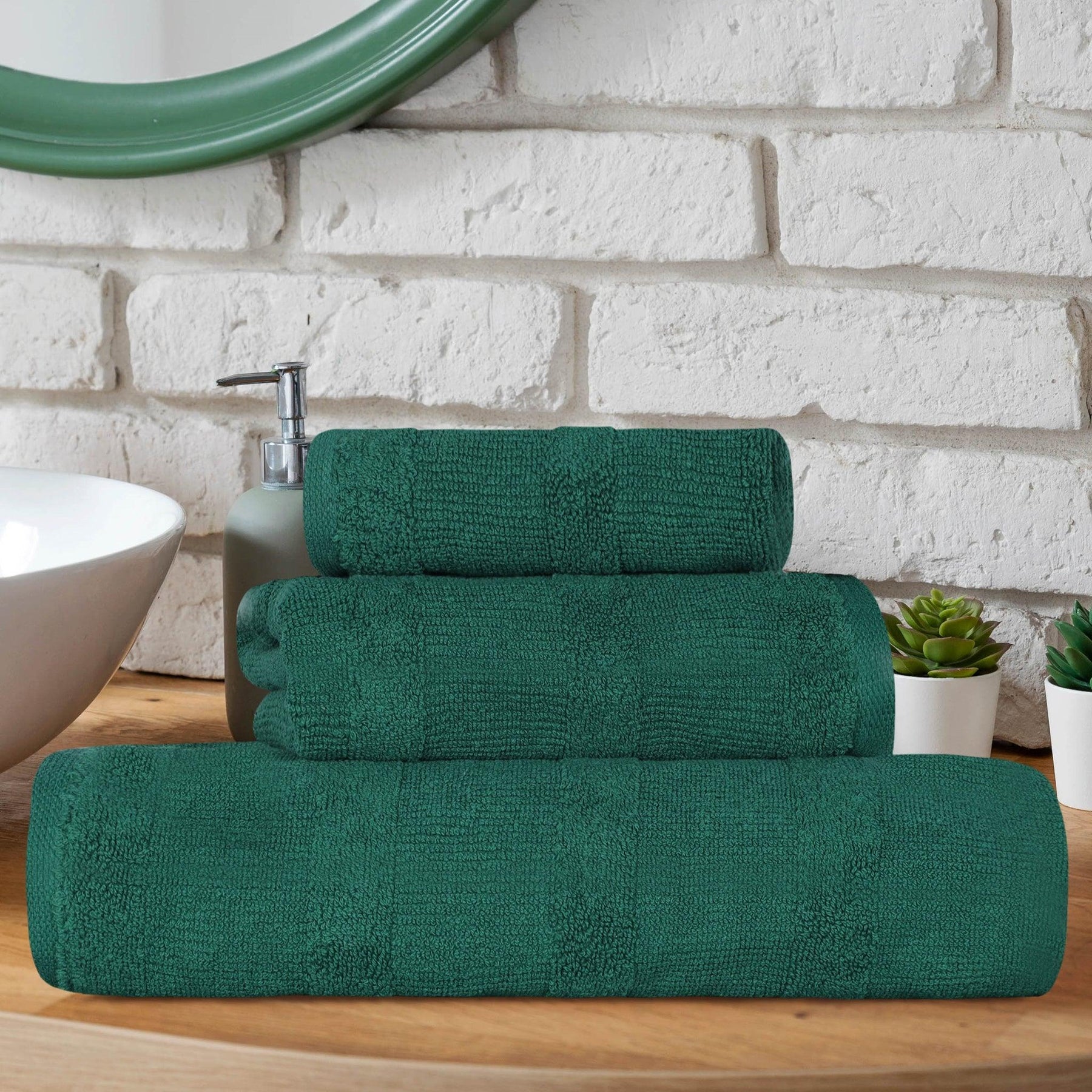 Roma Cotton Ribbed Textured Soft Absorbent 3 Piece Assorted Towel Set