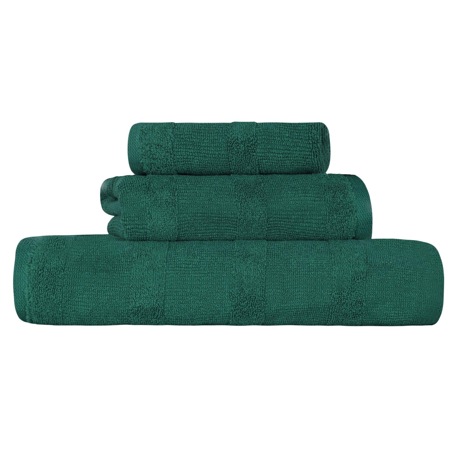 Roma Cotton Ribbed Textured Soft Absorbent 3 Piece Assorted Towel Set