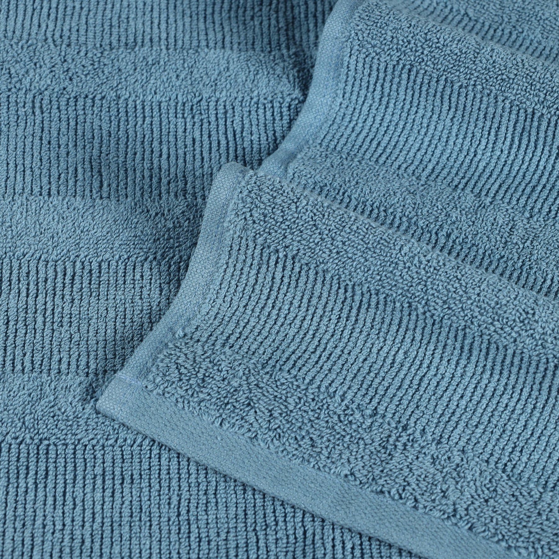 Roma Cotton Ribbed Textured Soft Face Towels/ Washcloths, Set of 12