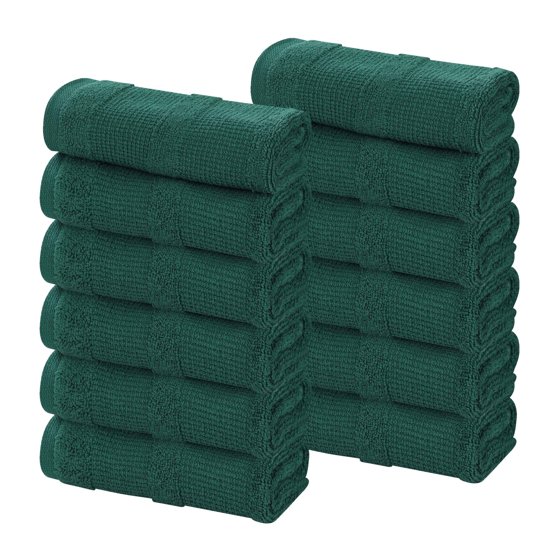 Roma Cotton Ribbed Textured Soft Face Towels/ Washcloths, Set of 12