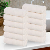 Roma Cotton Ribbed Textured Soft Face Towels/ Washcloths, Set of 12