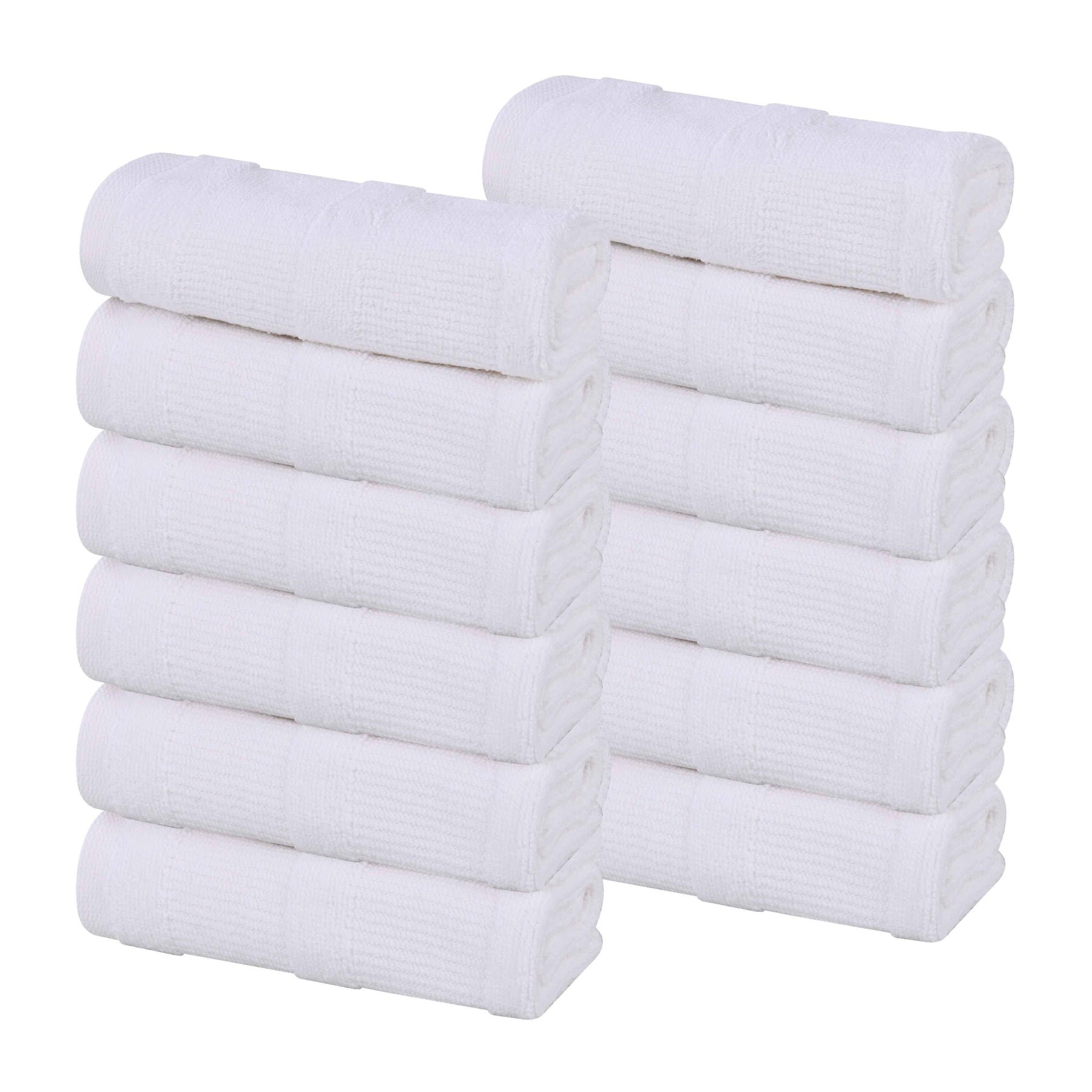 Roma Cotton Ribbed Textured Soft Face Towels/ Washcloths, Set of 12