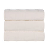Roma Cotton Ribbed Textured Soft Highly Absorbent Bath Towel Set of 3