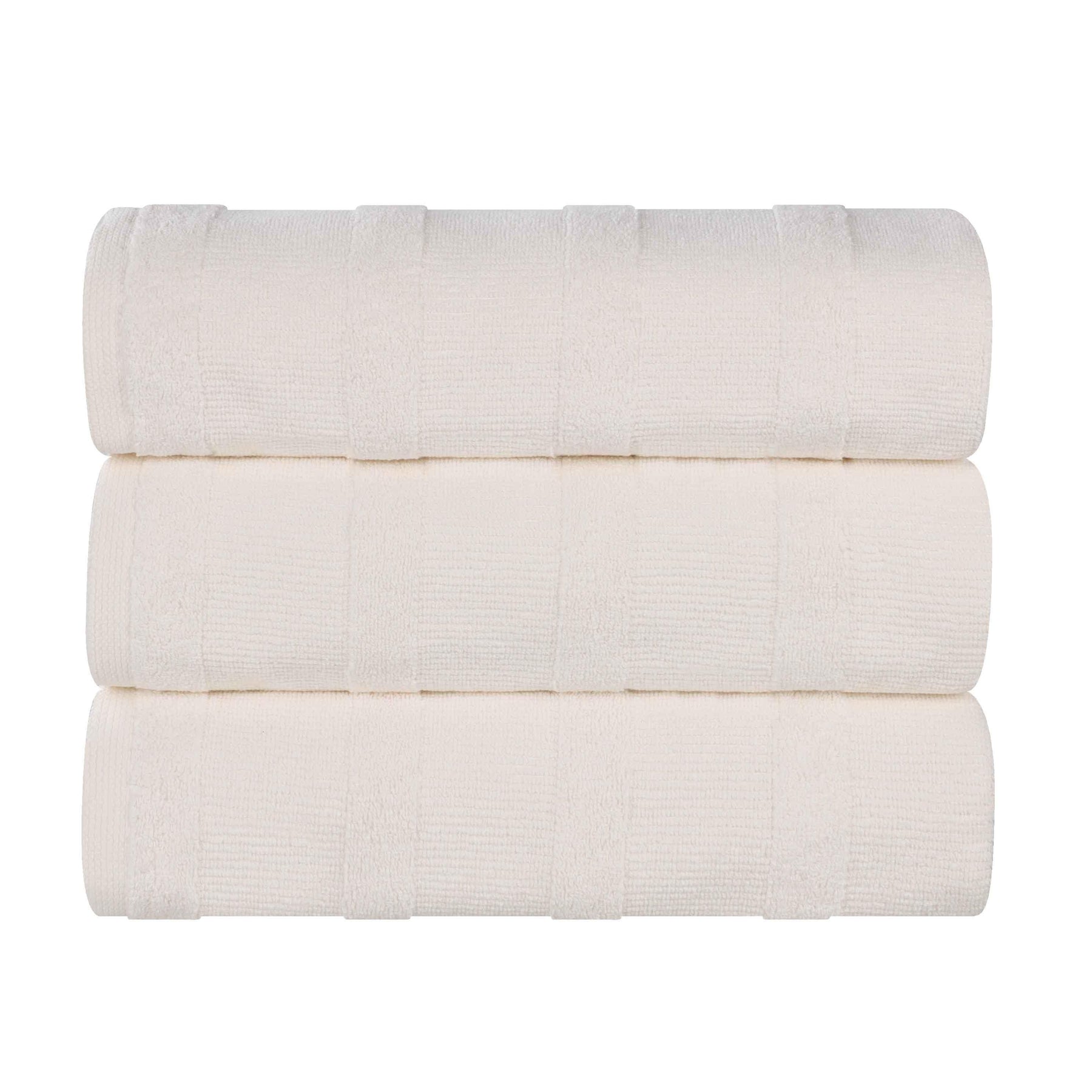 Roma Cotton Ribbed Textured Soft Highly Absorbent Bath Towel Set of 3