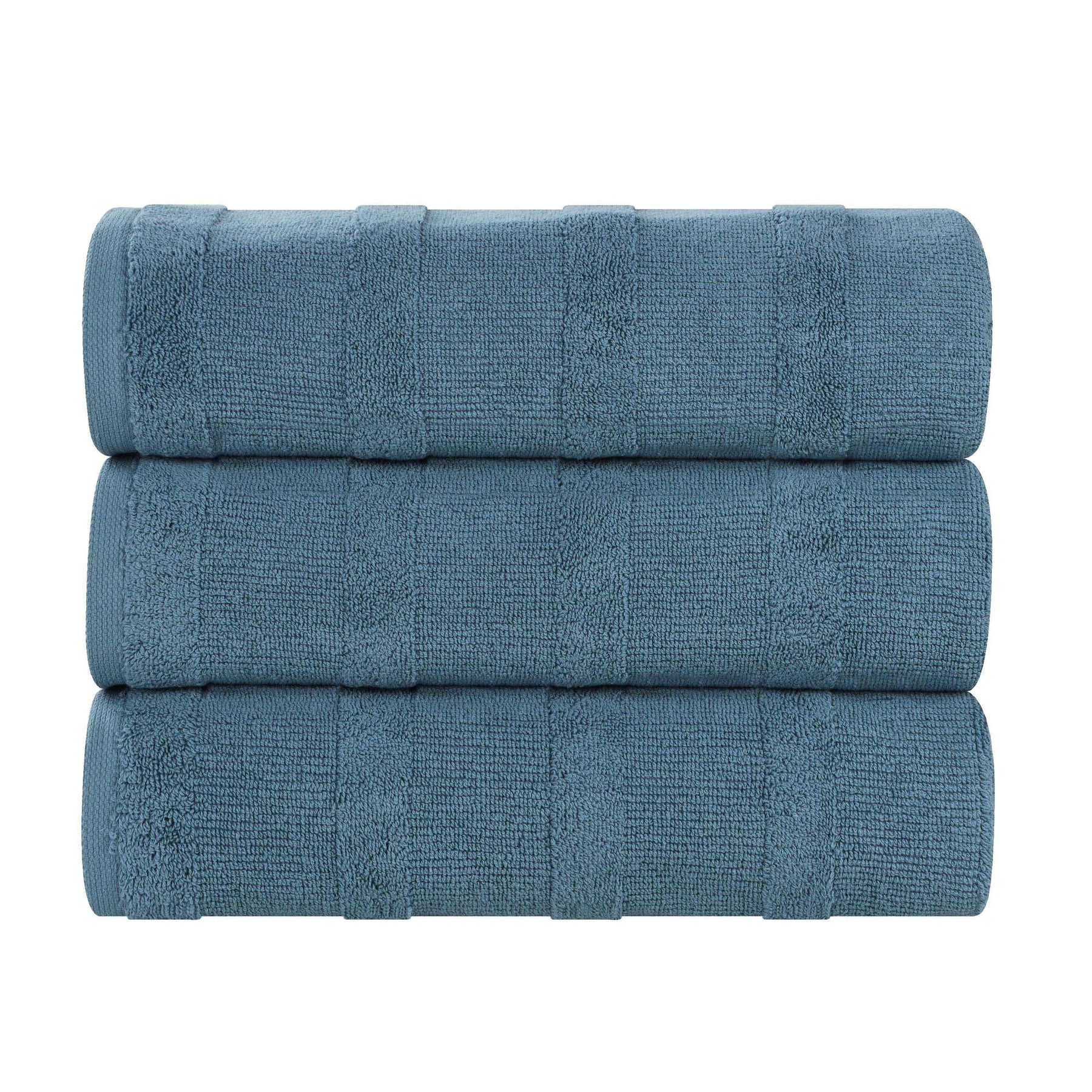 Roma Cotton Ribbed Textured Soft Highly Absorbent Bath Towel Set of 3