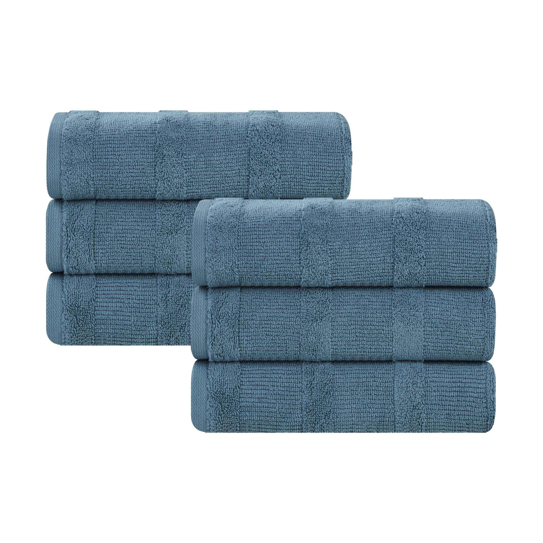 Roma Cotton Ribbed Textured Soft Highly Absorbent Hand Towel Set of 6