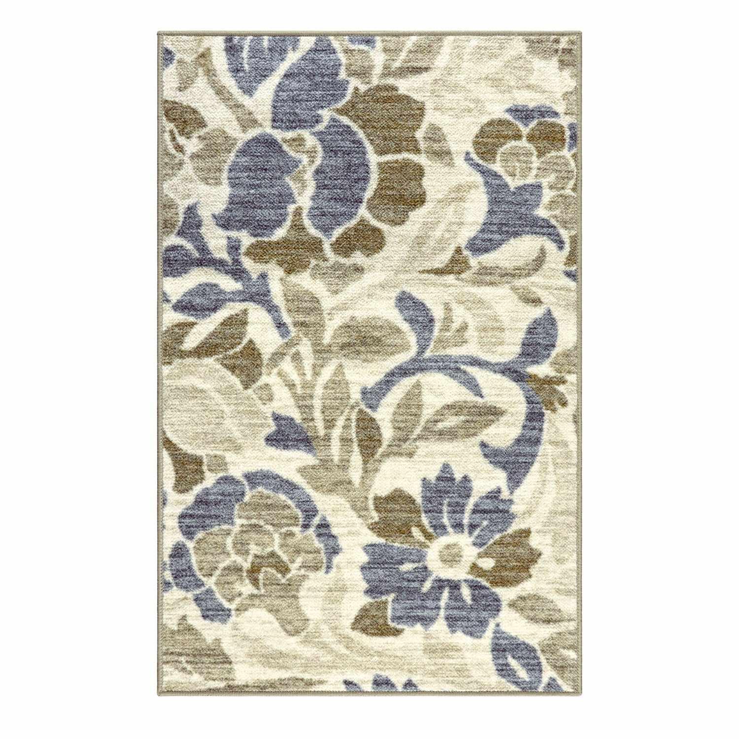 Roselyn Floral Indoor Washable Area Rug Or Runner Or Door Mat