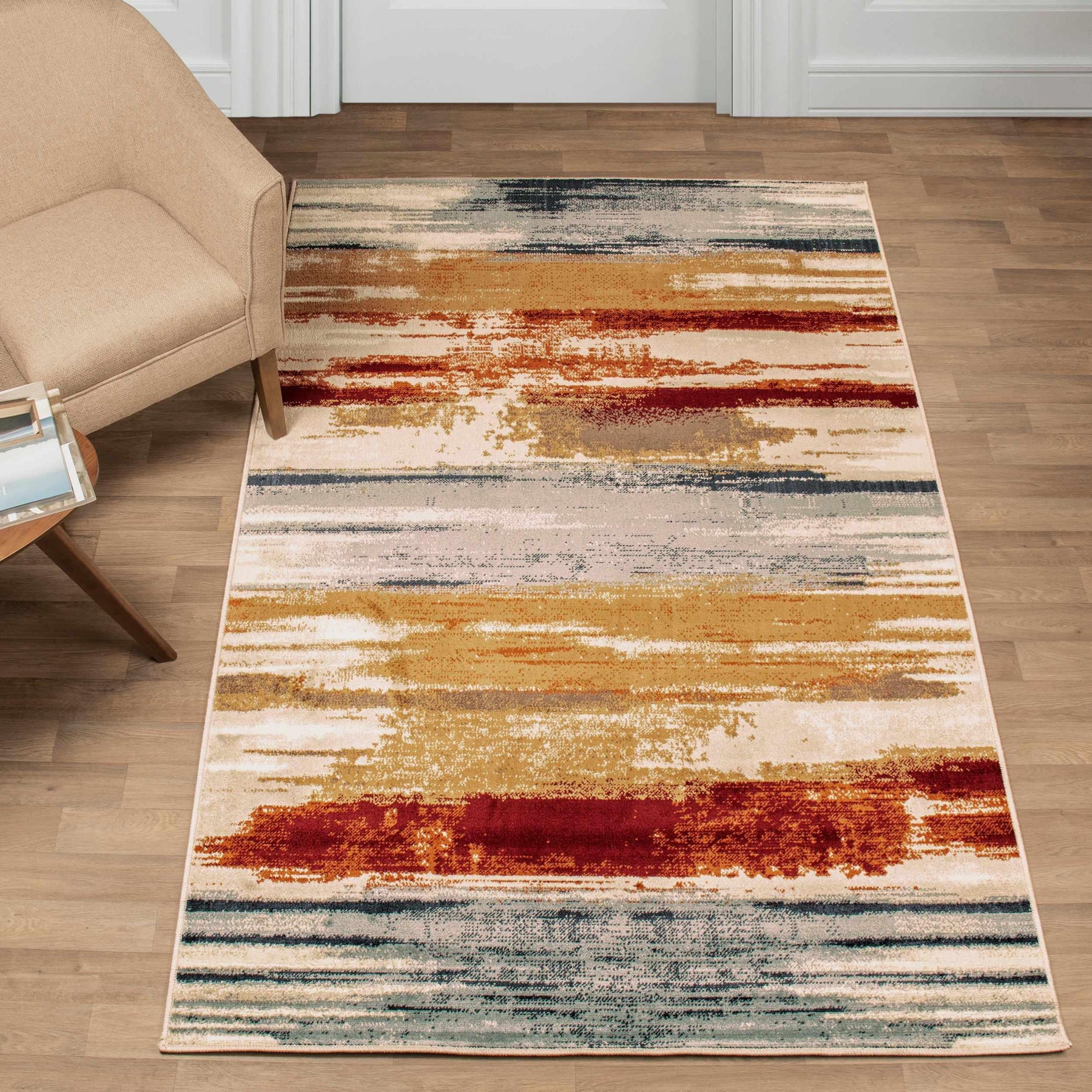Rothco Striped Abstract Indoor Large Area Rug Or Runner Rug