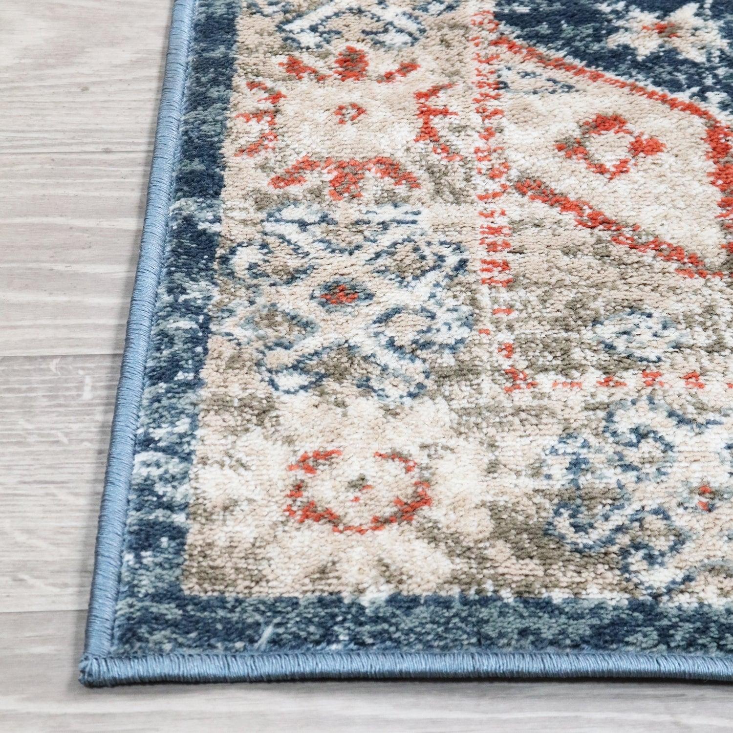 Rustic Distressed Geometric Design Indoor Area Rug