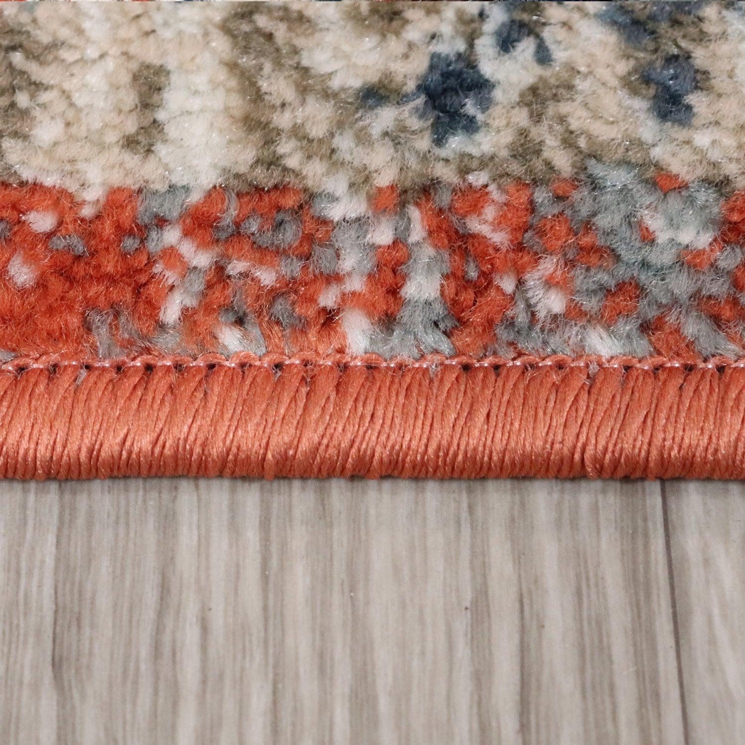 Rustic Distressed Geometric Design Indoor Area Rug