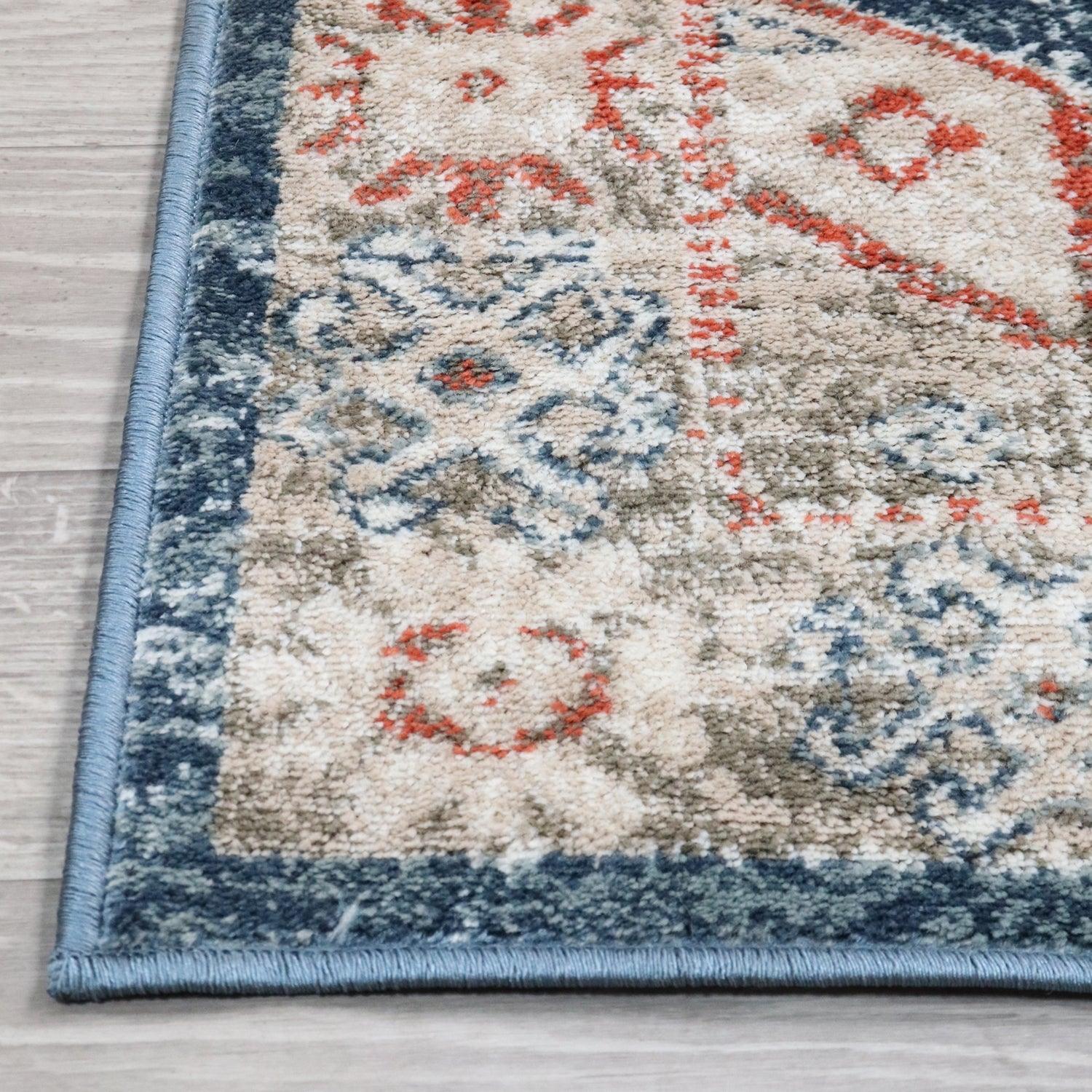 Rustic Distressed Geometric Design Indoor Area Rug