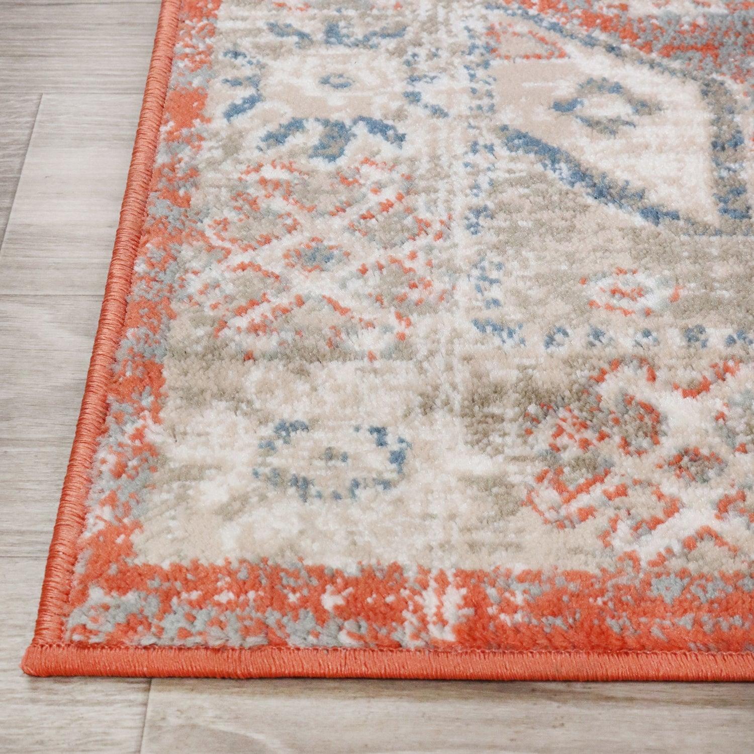 Rustic Distressed Geometric Design Indoor Area Rug