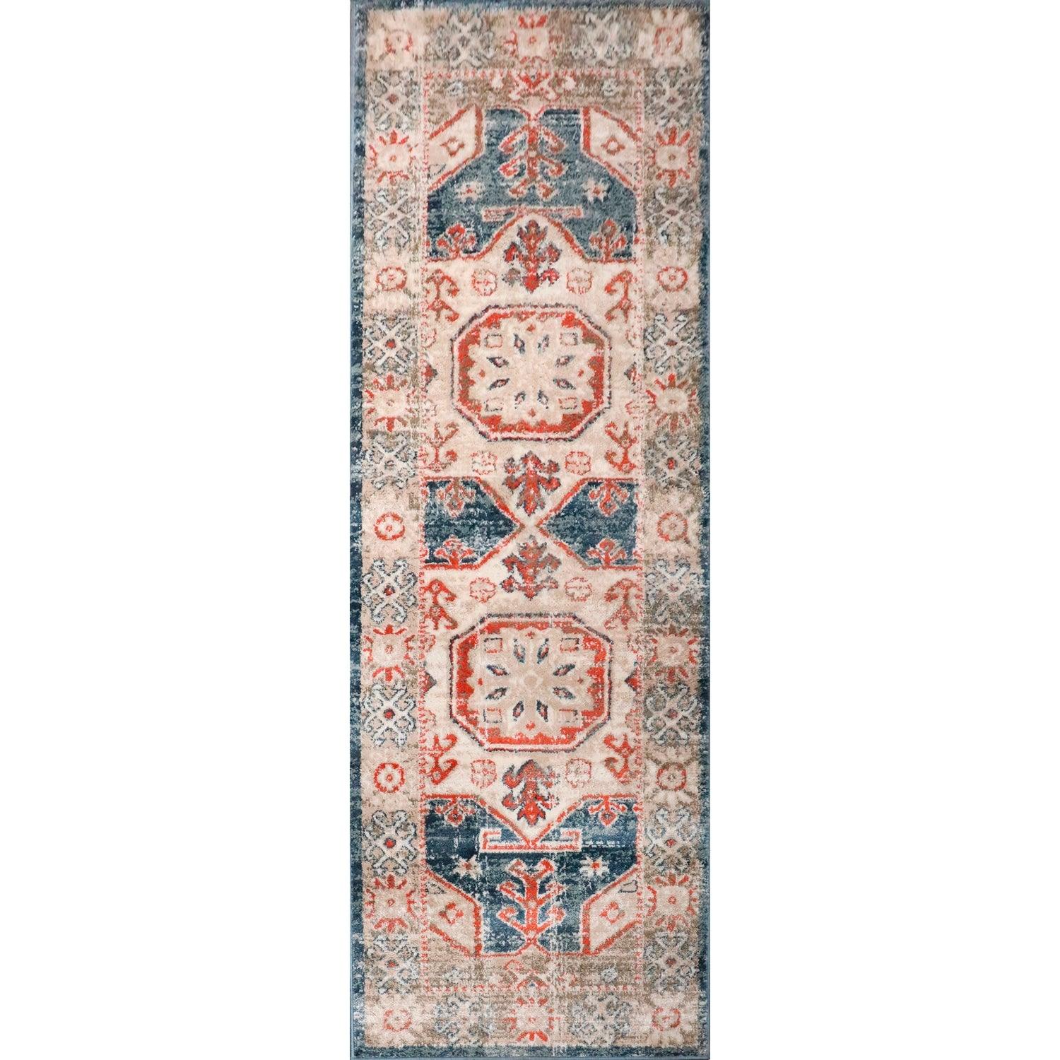 Rustic Distressed Geometric Design Indoor Area Rug
