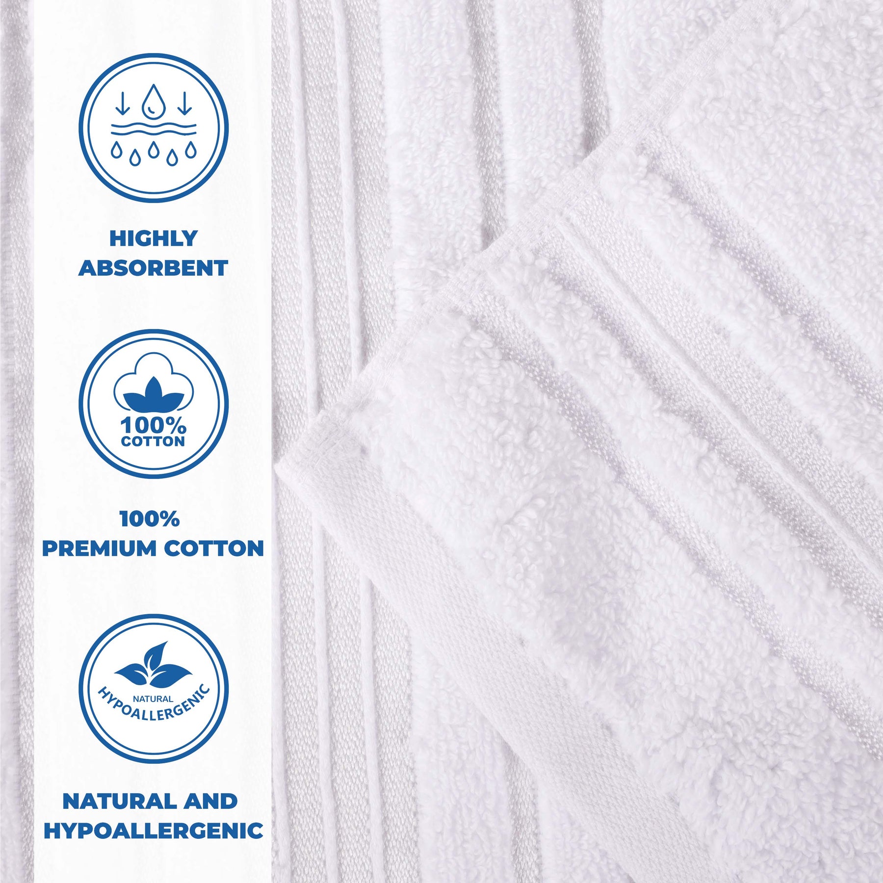 Sadie Zero Twist Cotton Solid Absorbent 3 Piece Towel Set