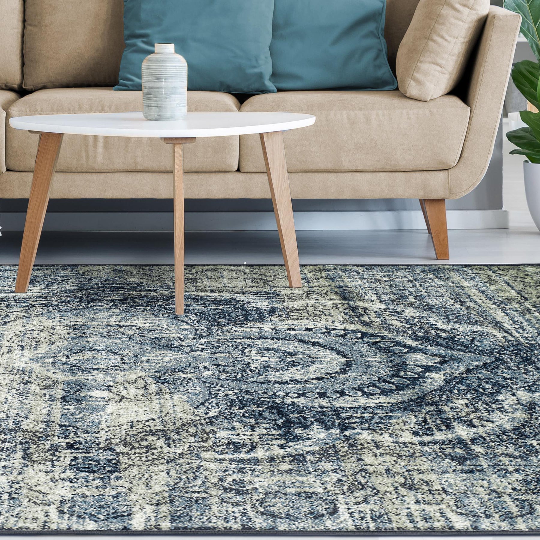 Salford Vintage Abstract Medallion Plush Indoor Area Rug Or Runner