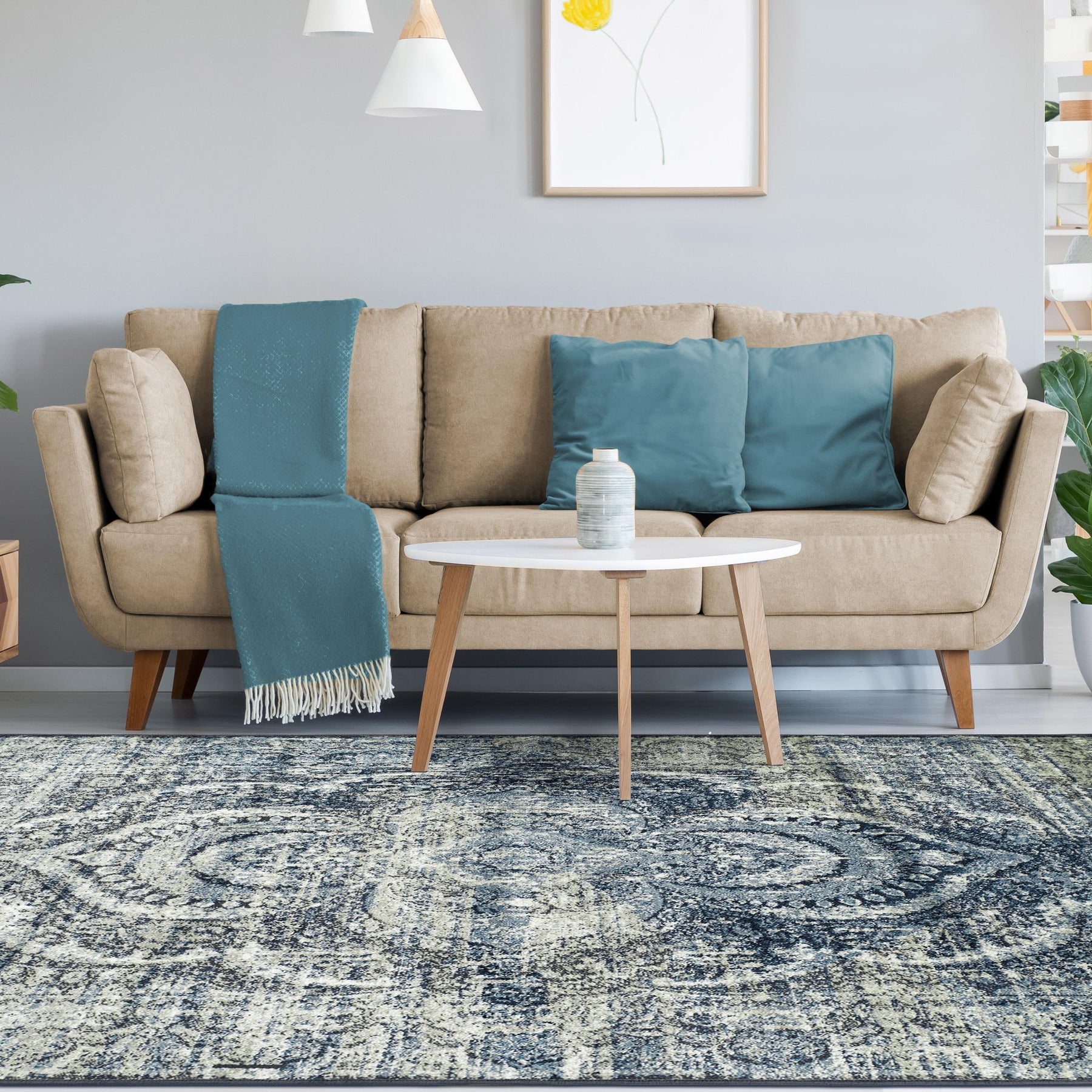 Salford Vintage Abstract Medallion Plush Indoor Area Rug Or Runner