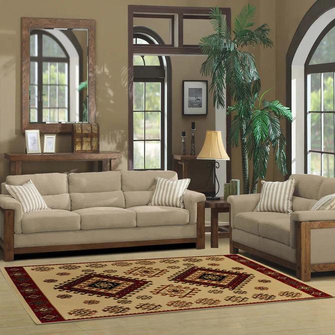 Santa Fe Geometric Floral Ikat Indoor Area Rug Or Runner Rug