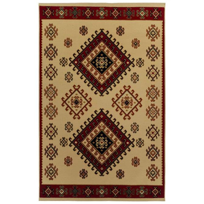 Santa Fe Geometric Floral Ikat Indoor Area Rug Or Runner Rug