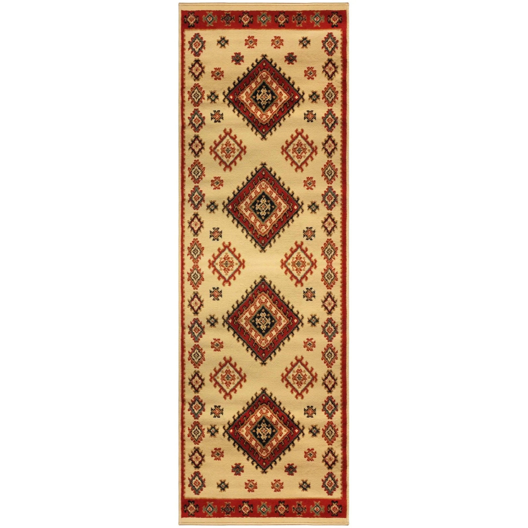 Santa Fe Geometric Floral Ikat Indoor Area Rug Or Runner Rug