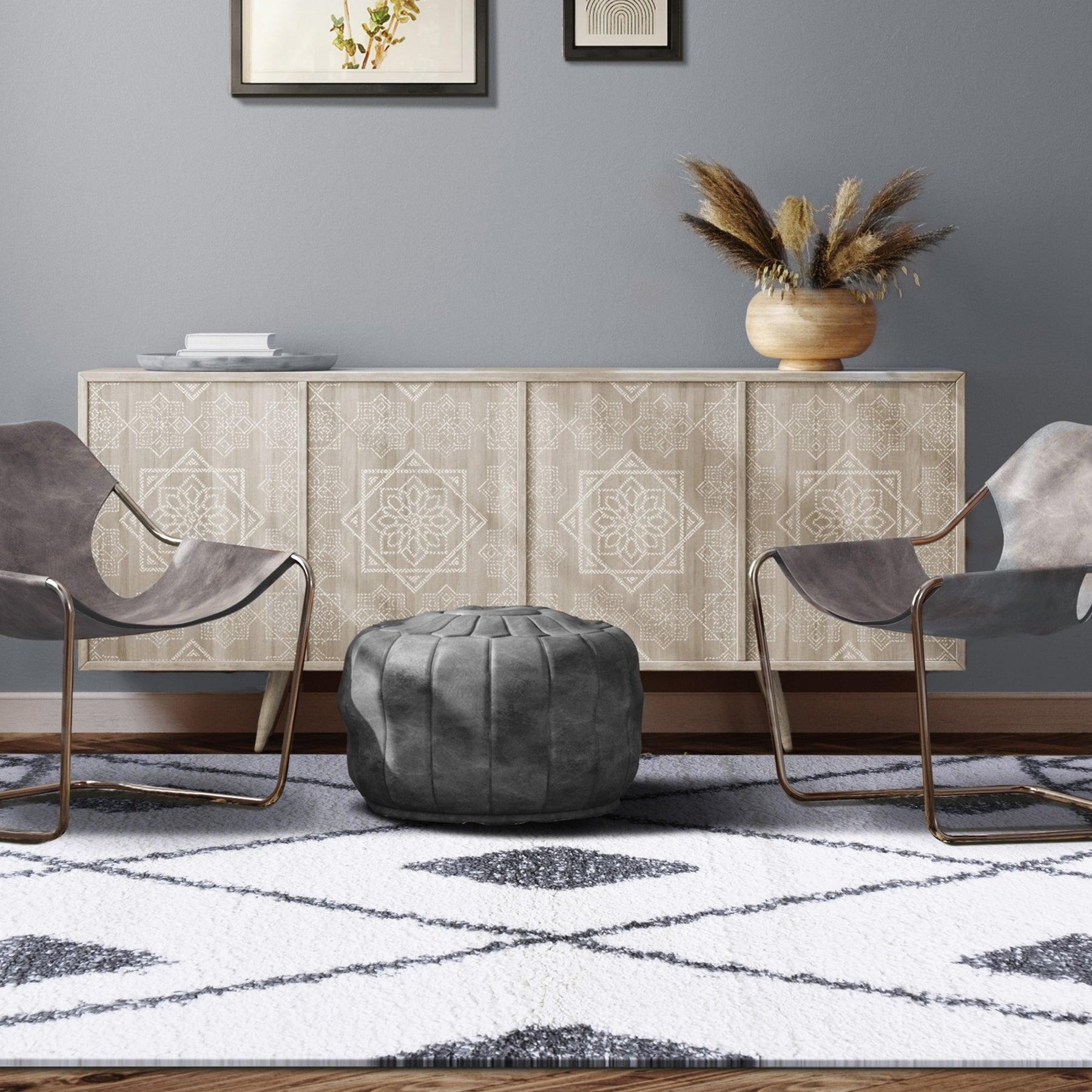 Serafina Boho Tribal Geometric Indoor Shag Area Rug with Tassels