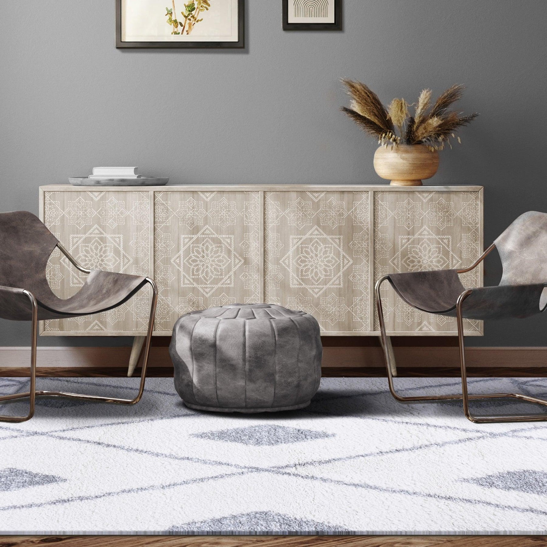 Serafina Boho Tribal Geometric Indoor Shag Area Rug with Tassels