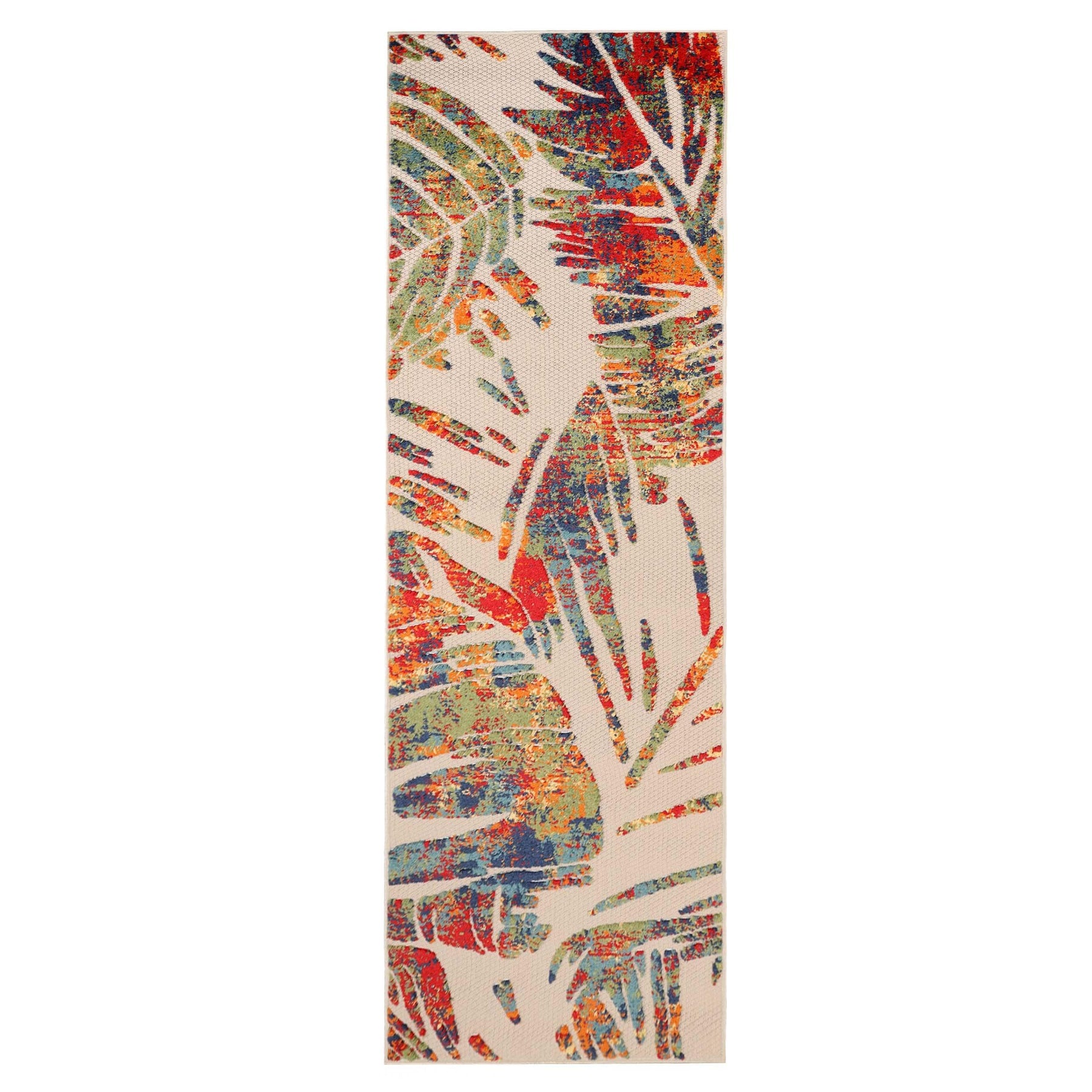 Siesta Botanical Leaves Geometric Area Rug Indoor Outdoor Rug