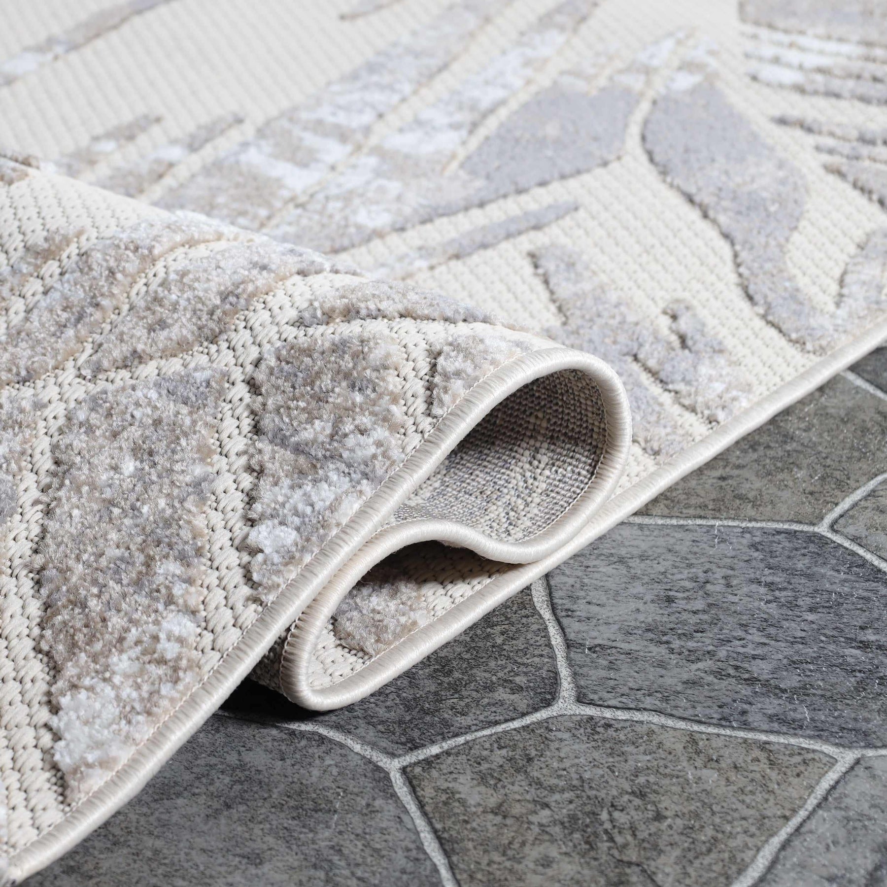 Siesta Botanical Leaves Geometric Area Rug Indoor Outdoor Rug