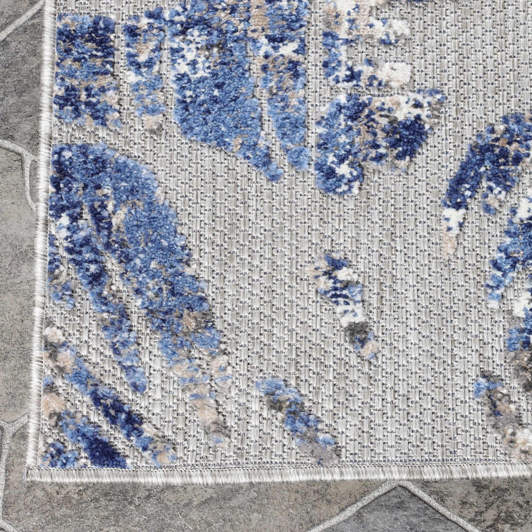Siesta Botanical Leaves Geometric Area Rug Indoor Outdoor Rug