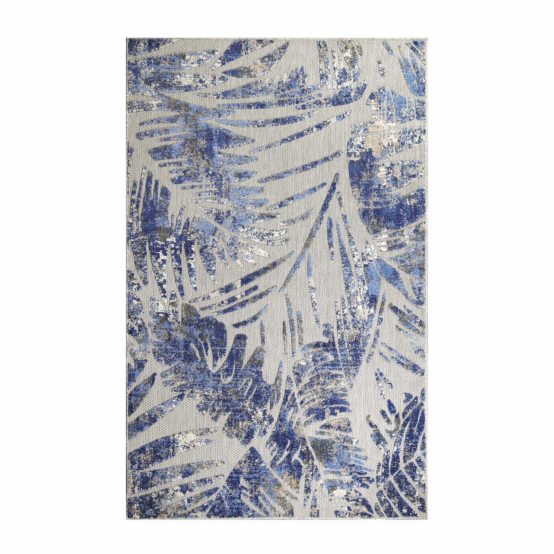 Siesta Botanical Leaves Geometric Area Rug Indoor Outdoor Rug