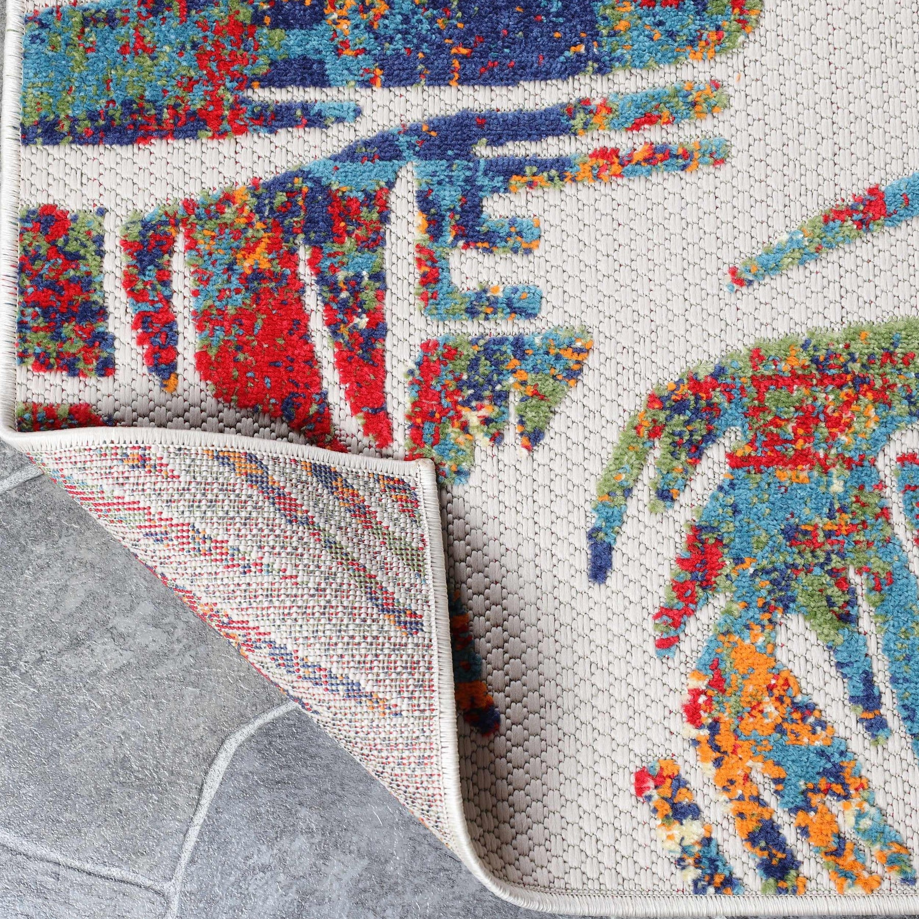 Siesta Botanical Leaves Geometric Area Rug Indoor Outdoor Rug