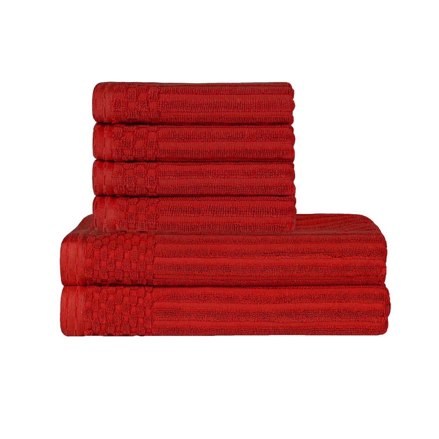 Soho Cotton Ribbed Textured Absorbent Hand and Bath Towel Set