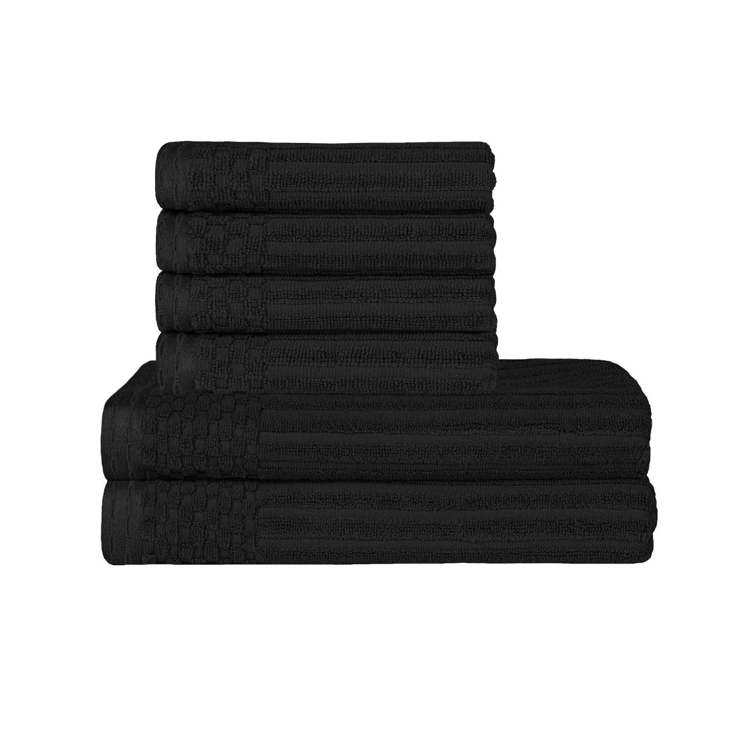 Soho Cotton Ribbed Textured Absorbent Hand and Bath Towel Set