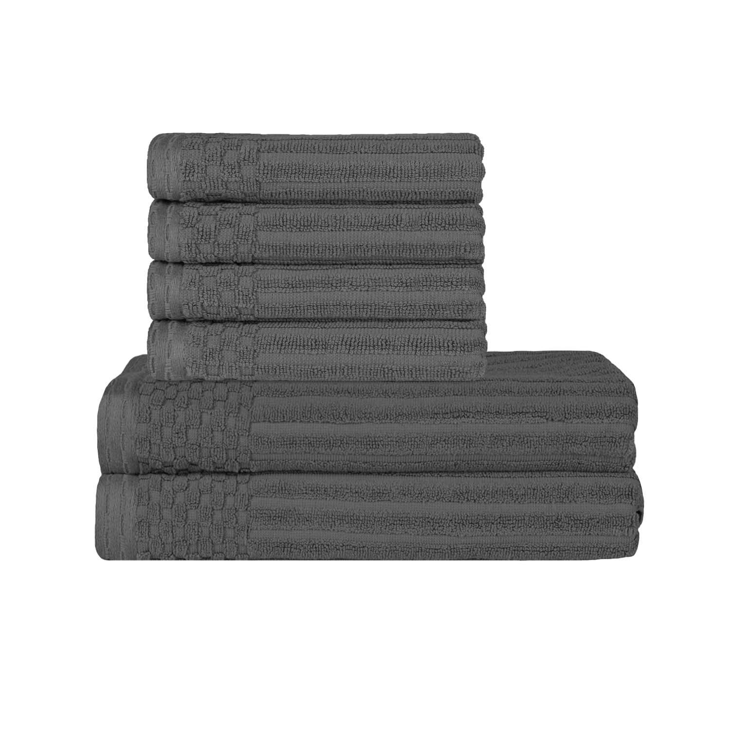 Soho Cotton Ribbed Textured Absorbent Hand and Bath Towel Set