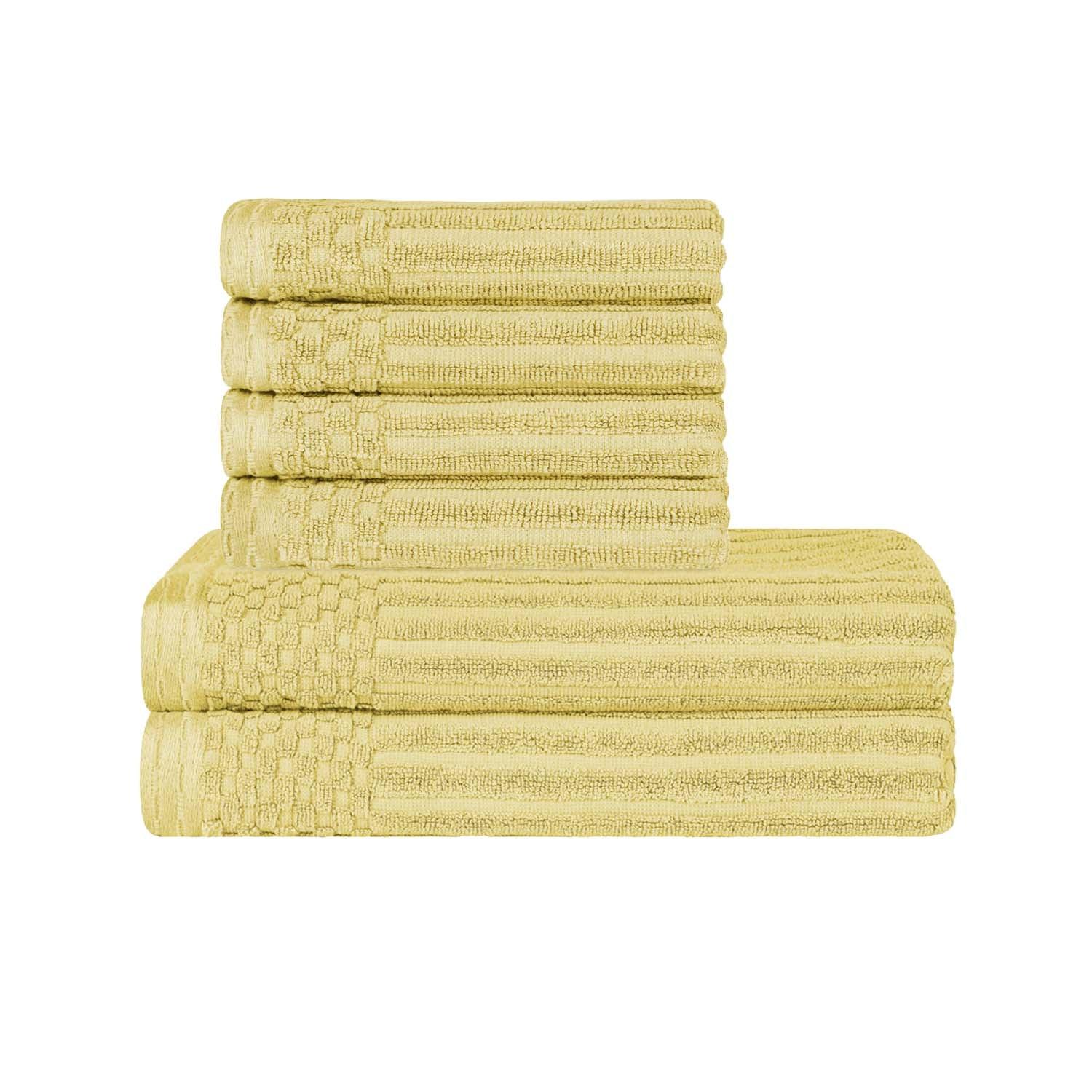 Soho Cotton Ribbed Textured Absorbent Hand and Bath Towel Set