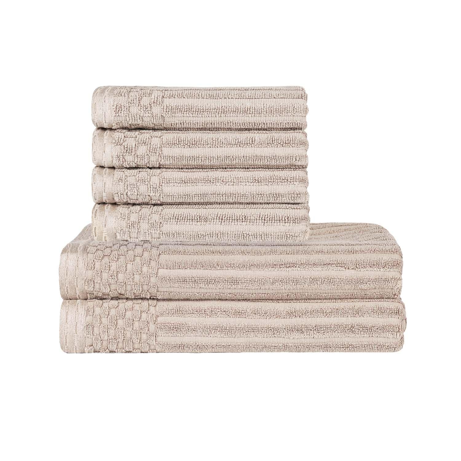 Soho Cotton Ribbed Textured Absorbent Hand and Bath Towel Set