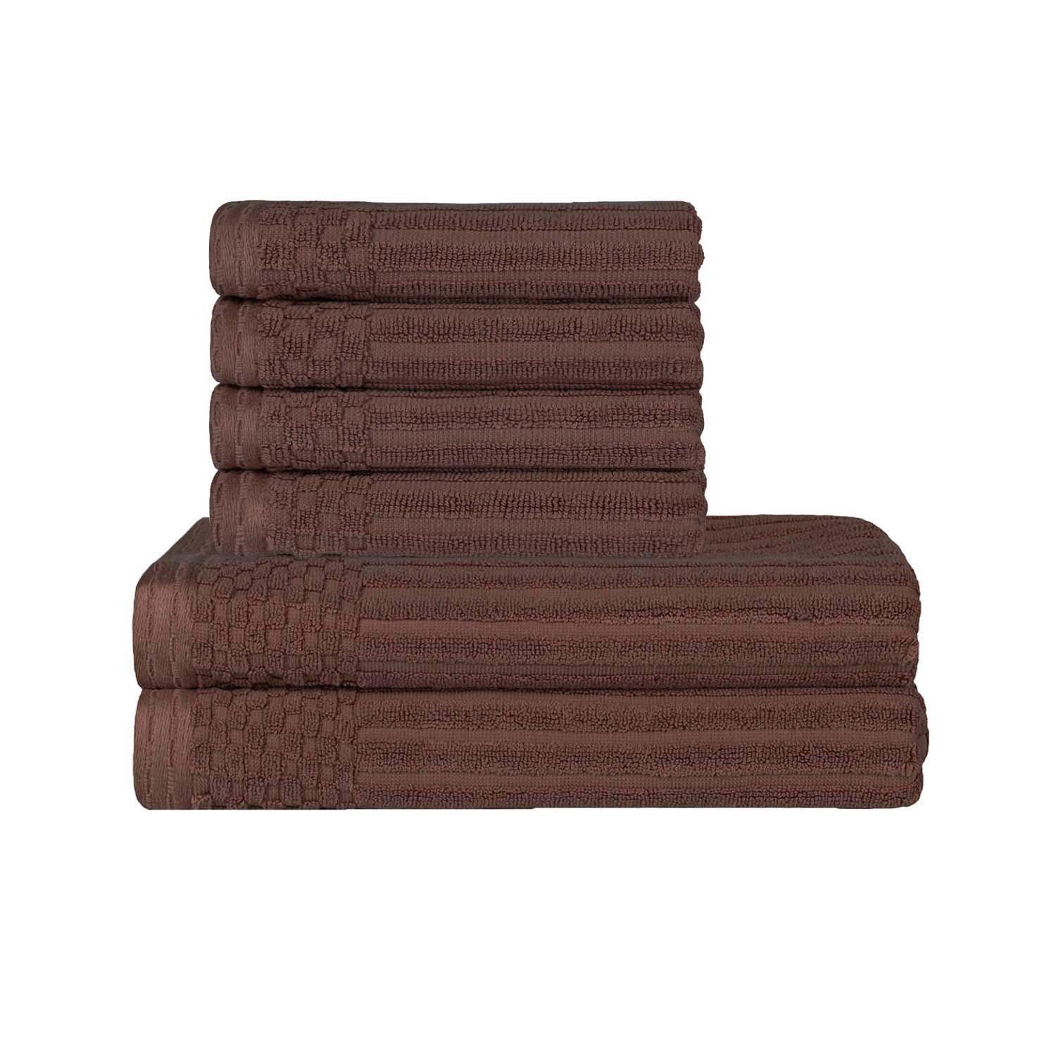 Soho Cotton Ribbed Textured Absorbent Hand and Bath Towel Set